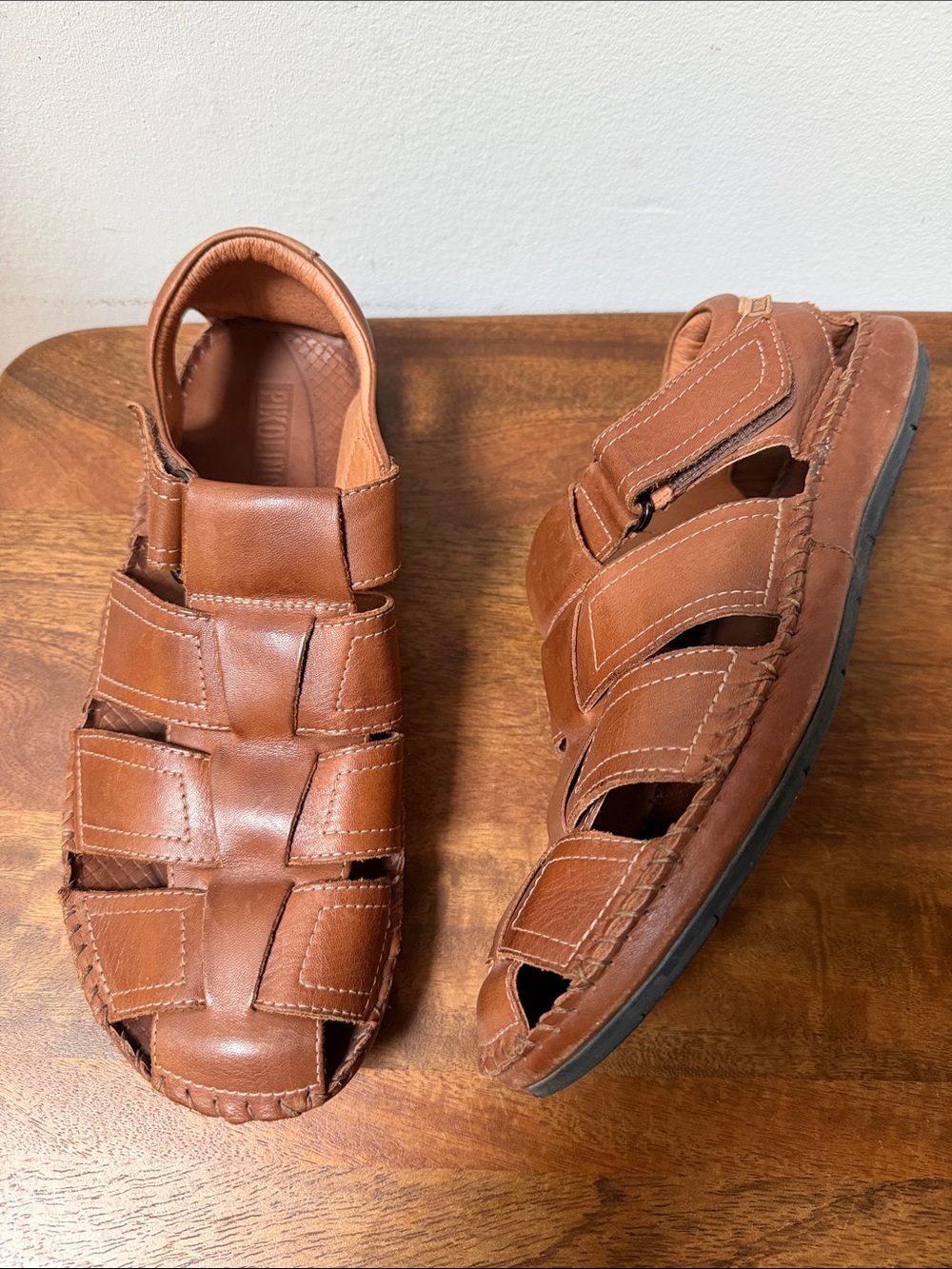 PIKOLINOS Men's Tan Leather Fisherman Tarifa Sandals